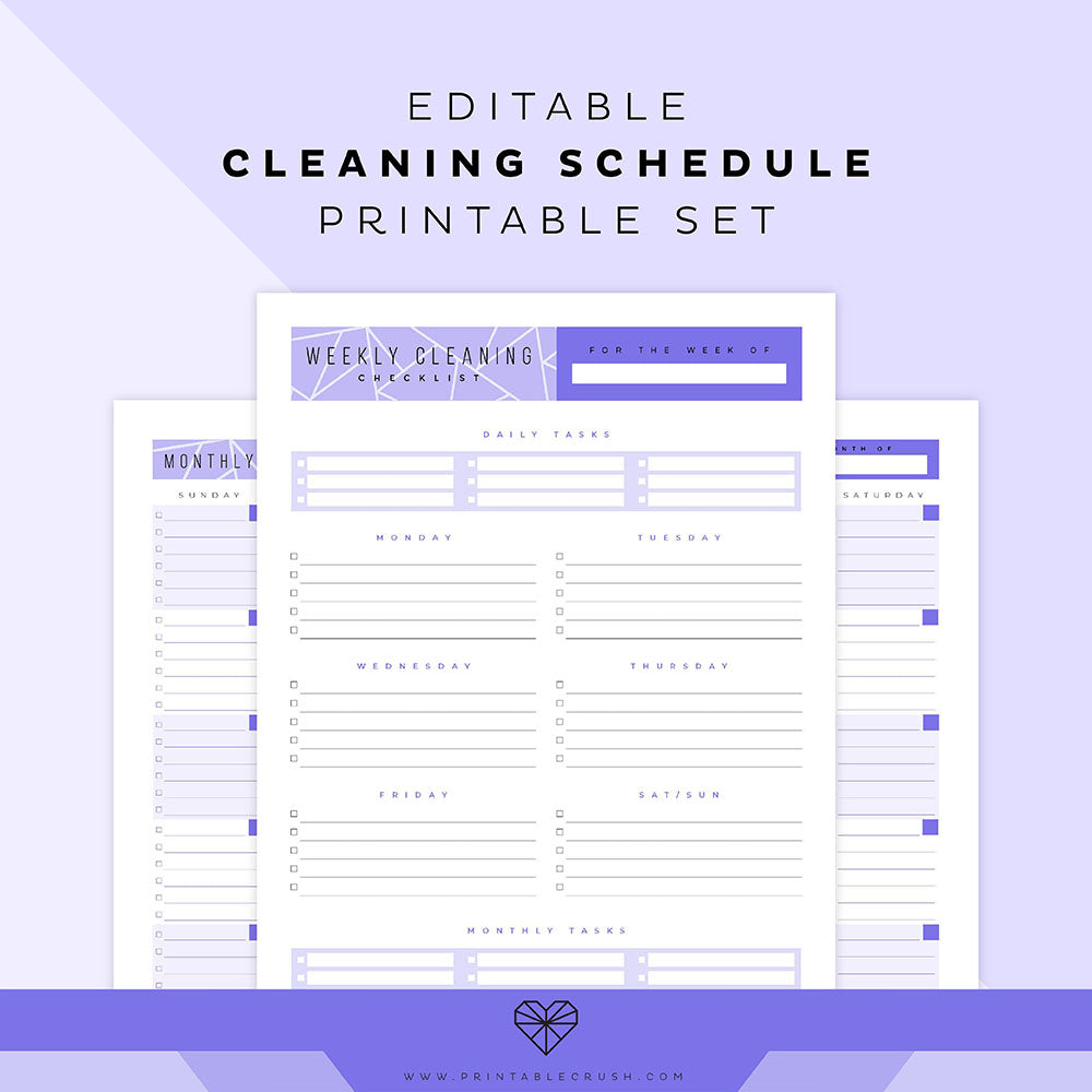 Editable Cleaning Checklist Printable Set
