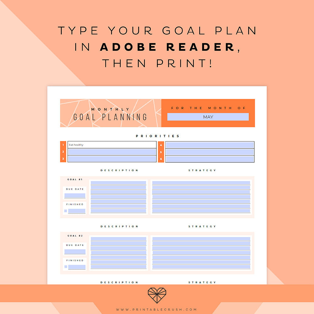 Editable Goal Planner Printable Set