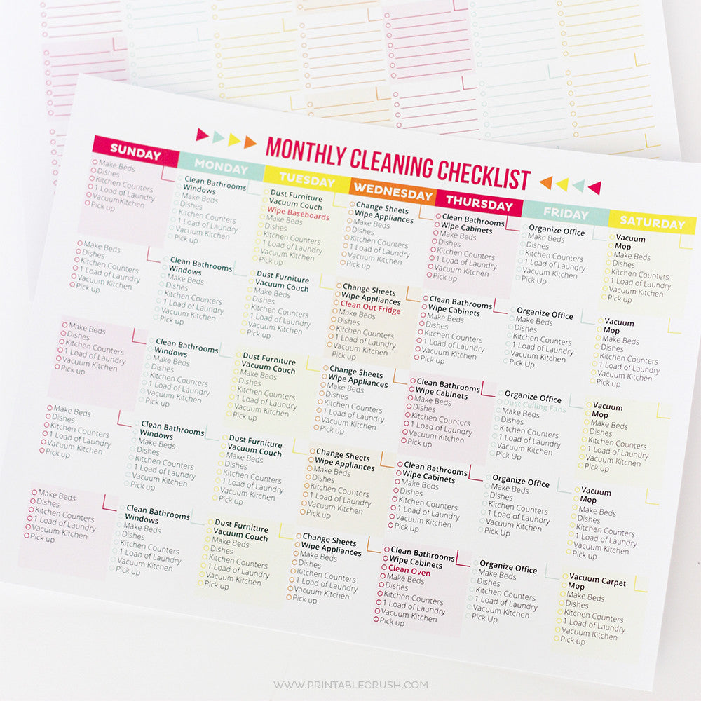Editable Printable Cleaning Schedule and Checklist