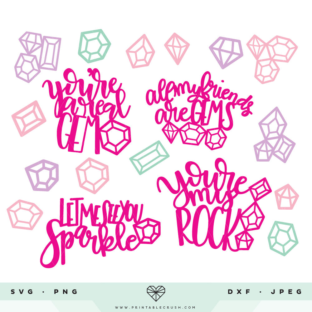 18 Hand Drawn and Hand Lettered Gem SVG Files