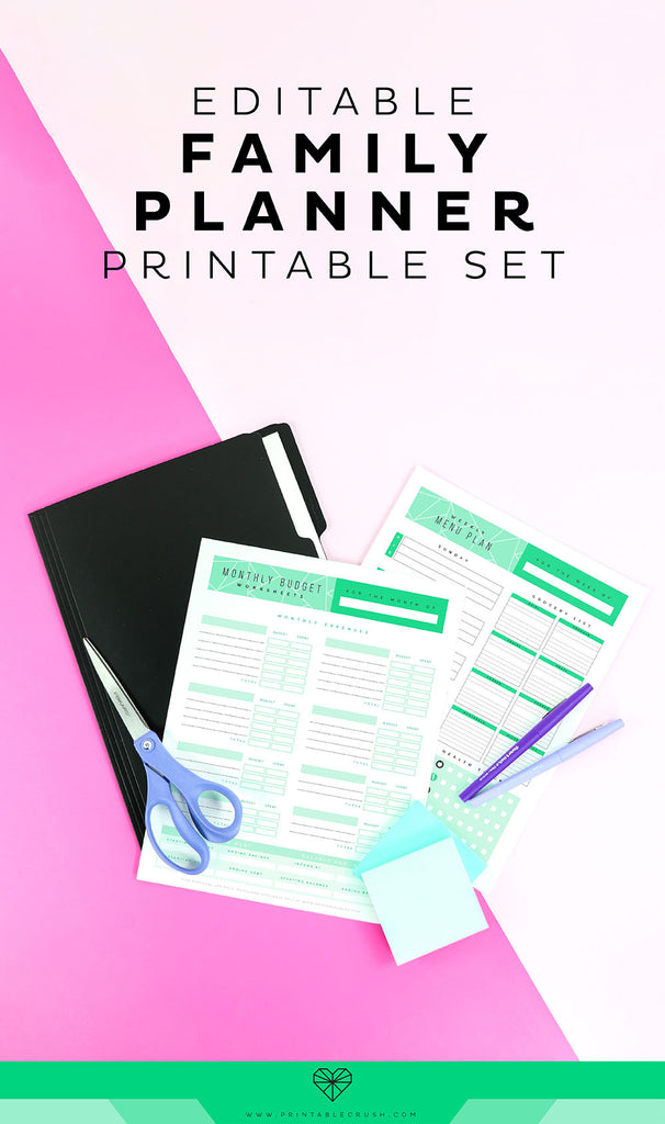 Editable Family Planner Printable Set