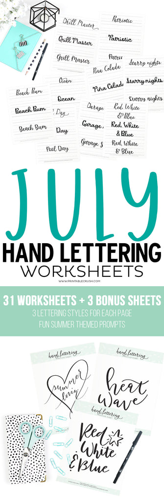 Hand Lettering Worksheets – Printable Crush, LLC