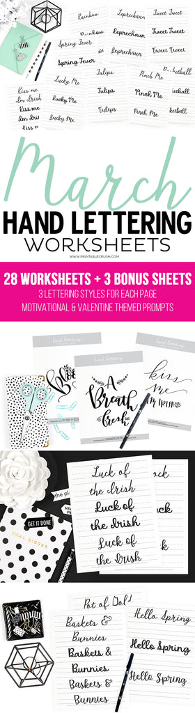 Hand Lettering Worksheets – Printable Crush, LLC